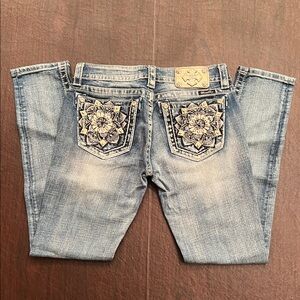 Miss Me Embroidered Skinny Blue Denim Jeans Size 28